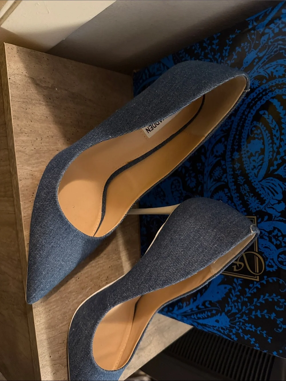 Steve Madden Denim Pointed-Toe Pumps in Blue